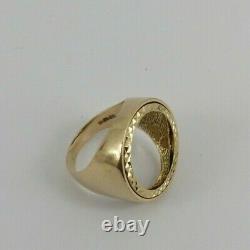 9ct Gold Coin Ring Half Sovereign Mount Hallmarked 7.4gram size R free gift box