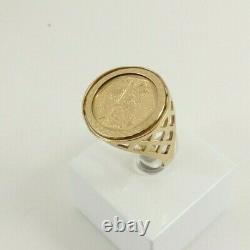9ct Gold Coin Ring St. Christopher Hallmarked 3.9grams 19mm size S 1/2 boxed