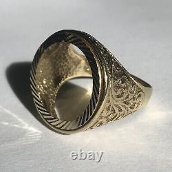 9ct Half Unique Sovereign Coin Ring Mount Size T 5.9 Grams Solid