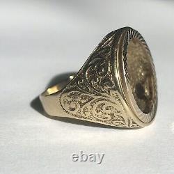 9ct Half Unique Sovereign Coin Ring Mount Size T 5.9 Grams Solid