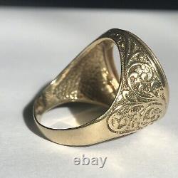 9ct Half Unique Sovereign Coin Ring Mount Size T 5.9 Grams Solid