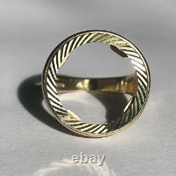 9ct Half Unique Sovereign Coin Ring Mount Size T 5.9 Grams Solid