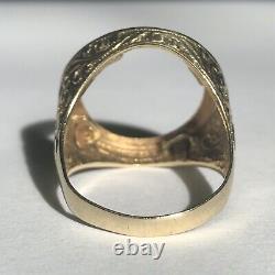 9ct Half Unique Sovereign Coin Ring Mount Size T 5.9 Grams Solid