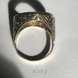 9ct Half Unique Sovereign Coin Ring Mount Size T 5.9 Grams Solid