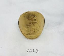 9ct yellow gold shank 22ct full sovereign coin ring 1900 year size P 9.46 grams