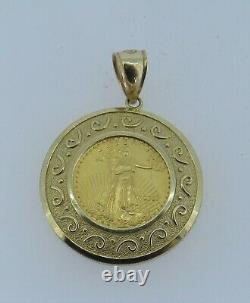 AE 14k Yellow Gold Bezel Pendant With2009 1/10 Oz. Gold Eagle Coin 6.07 Grams