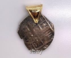 ATOCHA SHIPWRECK COIN PENDANT With10KT YELLOW GOLD BAIL 3.8 GRAMS