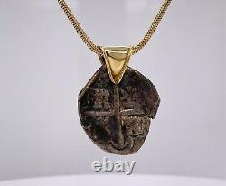 ATOCHA SHIPWRECK COIN PENDANT With10KT YELLOW GOLD BAIL 3.8 GRAMS