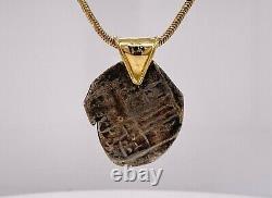 ATOCHA SHIPWRECK COIN PENDANT With10KT YELLOW GOLD BAIL 3.8 GRAMS