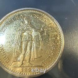 AU55 1892 KB Hungary Franz Joseph Gold 10 Korona 3.39g BETTER DATE FIRST YEAR