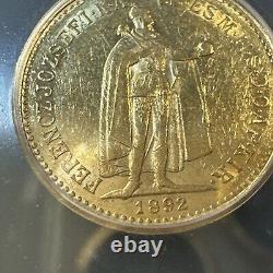 AU55 1892 KB Hungary Franz Joseph Gold 10 Korona 3.39g BETTER DATE FIRST YEAR