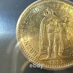 AU55 1892 KB Hungary Franz Joseph Gold 10 Korona 3.39g BETTER DATE FIRST YEAR