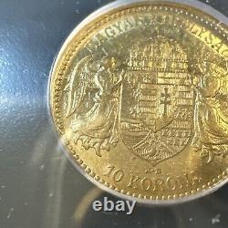 AU55 1892 KB Hungary Franz Joseph Gold 10 Korona 3.39g BETTER DATE FIRST YEAR