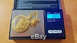 Alaskan Gold Nugget Pendant Necklace Troy Ounce Coin 22.1 Grams Bullion Chain