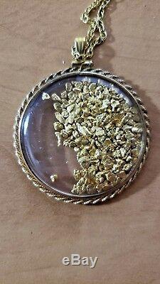 Alaskan Gold Nugget Pendant Necklace Troy Ounce Coin 22.1 Grams Bullion Chain
