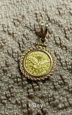 American 1 Gram. 999 Fine Gold Coin Bullion with 14k Charm Pendant