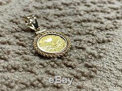 American 1 Gram. 999 Fine Gold Coin Bullion with 14k Charm Pendant