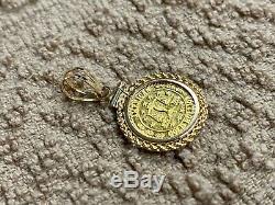 American 1 Gram. 999 Fine Gold Coin Bullion with 14k Charm Pendant