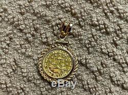 American 1 Gram. 999 Fine Gold Coin Bullion with 14k Charm Pendant