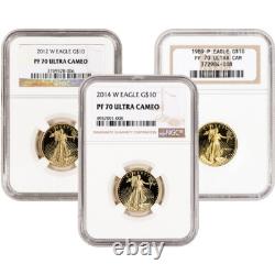 American Gold Eagle Coin Proof 1/4 oz $10 NGC PF70 Random Date and Label