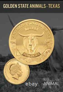 American State Animals Texas 1/2 g Gold Coin 2021 PF70
