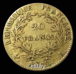 An 12 (1803) Gold France Napoleon Bonaparte 20 Francs 6.45 Grams Coin Extra Fine