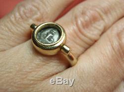 Ancient Coin 18k Yellow Gold Flip Ring 9.5 Gram Size 6