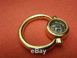 Ancient Coin 18k Yellow Gold Flip Ring 9.5 Gram Size 6