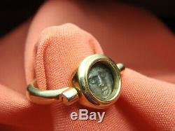 Ancient Coin 18k Yellow Gold Flip Ring 9.5 Gram Size 6