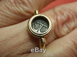 Ancient Coin 18k Yellow Gold Flip Ring 9.5 Gram Size 6