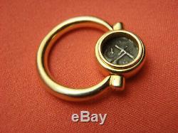 Ancient Coin 18k Yellow Gold Flip Ring 9.5 Gram Size 6