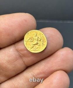 Ancient Greek King Alexander 18k Gold Coin In Good Condition