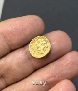 Ancient Greek King Alexander 18k Gold Coin In Good Condition