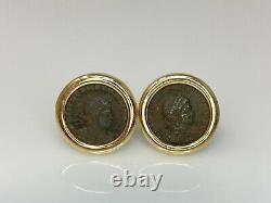 Ancient Greek Roman Constantine Coin Cufflinks in 14k Yellow Gold 13.7 Grams