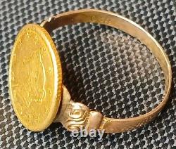 Antique 1849-54 $1 Liberty Head Gold Coin (Type 1) 10k Ring-Size 7.5 2.84 grams