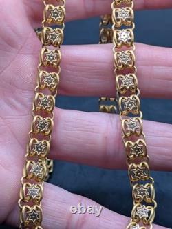 Antique 21k 22k Gold. 900 Coin Fancy Link Huge Chain Necklace Stars 20.6 Grams