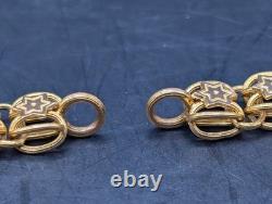 Antique 21k 22k Gold. 900 Coin Fancy Link Huge Chain Necklace Stars 20.6 Grams