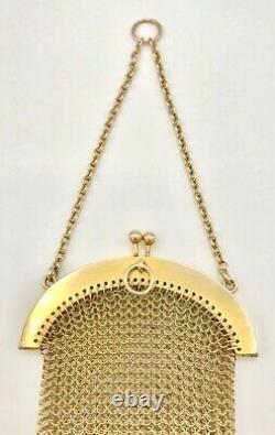 Antique FRENCH 14 K Gold MESH CHAIN HANGING COIN PURSE 41.2 grams