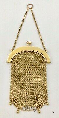 Antique FRENCH 14 K Gold MESH CHAIN HANGING COIN PURSE 41.2 grams