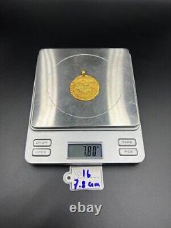 Antique South East Asian Gold Coin Pendant 18k 7.8 Grams