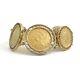 Antique Vintage Colombia Coin Pesos Bracelet In 22k 14k Yellow Gold, 115.32 Gram