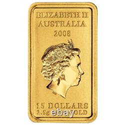 Australia 2008 Kangaroo Dreaming $15 2.5g Pure Gold Rectangular Ingot Bar in OGP