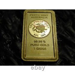 Australia ORIANA Perth Mint OLD LOGO 1 Gram. 9999 Pure Gold Bar Ingot RARE