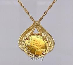 Australian 1/25 Ounce Gold Coin In 14k Bezel 4.1 Grams