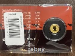 Australian Mini Roo 2020 1/2 Gram. 9999 Gold Bullion Kangaroo $2 Coin Sealed OGP