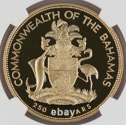 BAHAMAS 1994 $250 Royal Visit 47.54 Gram Gold Proof Coin NGC PF70 1.4015 Oz AGW