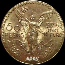 BU 1947 Mexico 50 Pesos Libertad Gold Coin 1.2057 ounces 37.5 Grams Restrike