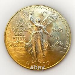 BU UNC MS 1981 Mexico Mo Libertad Onza 1/2 Oz. 999 Gold Oro Puro Coin