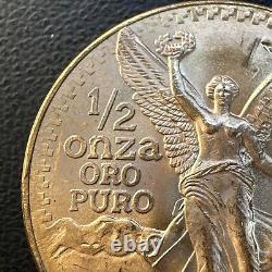 BU UNC MS 1981 Mexico Mo Libertad Onza 1/2 Oz. 999 Gold Oro Puro Coin