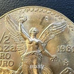 BU UNC MS 1981 Mexico Mo Libertad Onza 1/2 Oz. 999 Gold Oro Puro Coin